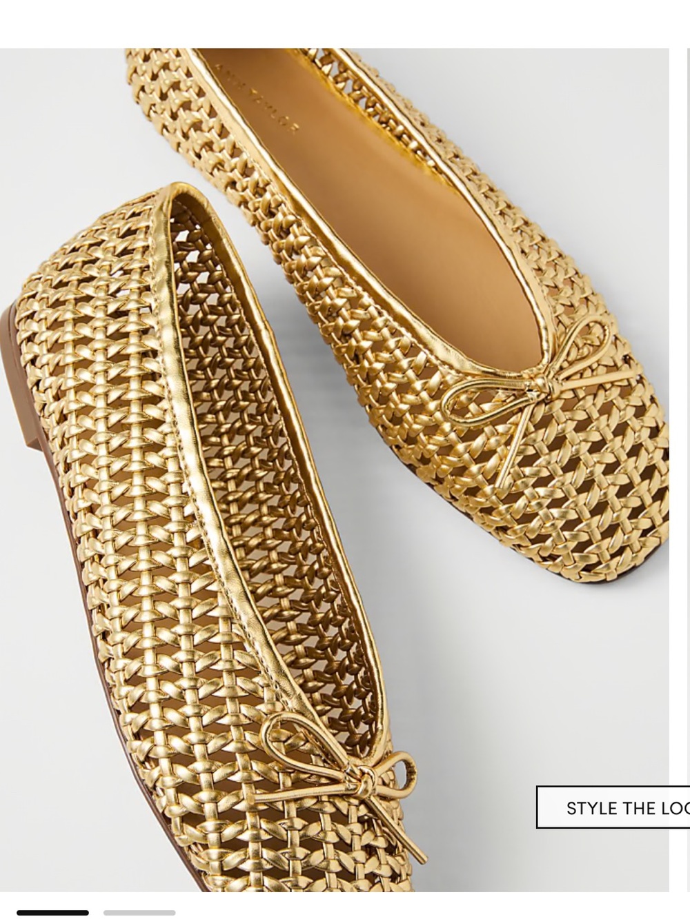 Gold Woven Bow Ballet Flat
